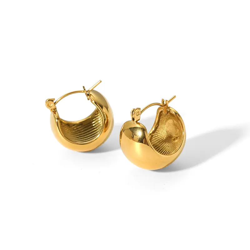 1 par de pendientes minimalistas de acero inoxidable chapados en oro de 18 quilates con forma de bola brillante para mujer que adornan el uso diario h5 